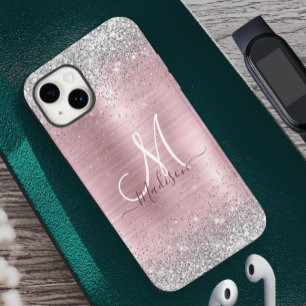 Cute ro  silver faux glitter monogram