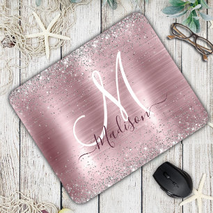Cute ro silver faux glitter monogram musmatta