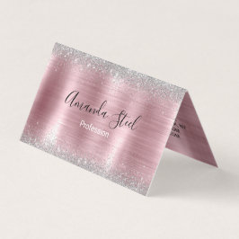 Cute ro  silver faux glitter visitkort