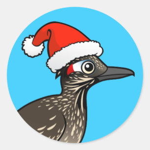 Cute Roadrunner Jultomten Runt Klistermärke