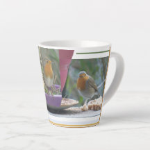 Cute Robin Collage Latte Mugg