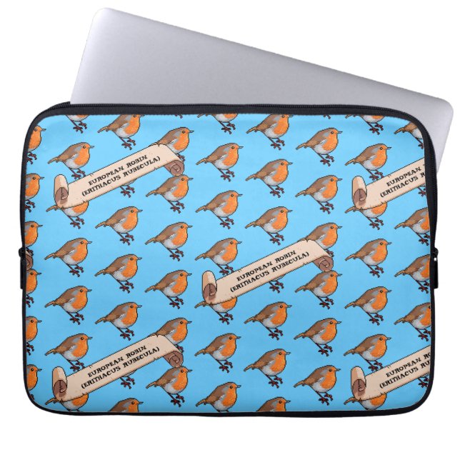 Cute Robin European Robin Erithacus Rubecula Retro Laptop Fodral (Framsidan)