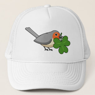 Cute Robin med Shamrock Klöver Tecknad Keps