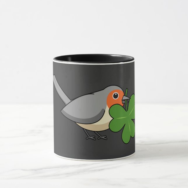 Cute Robin med Shamrock Klöver Tecknad Mugg (Center)