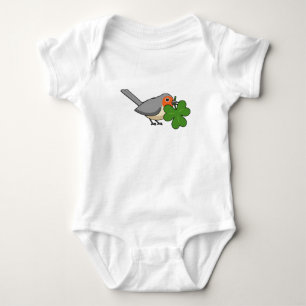 Cute Robin med Shamrock Klöver Tecknad T Shirt