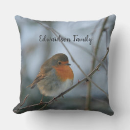 Cute Robin Red-bildfamiljen för bröstimfågel namn Kudde