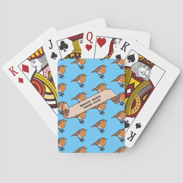 Cute Robin Rockin' Robin Poker Klubb Retro Mönster Casinokort (Baksidan)