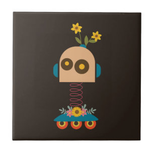 Cute robot - barndesign kakelplatta