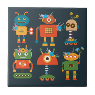 Cute robot - barndesign kakelplatta