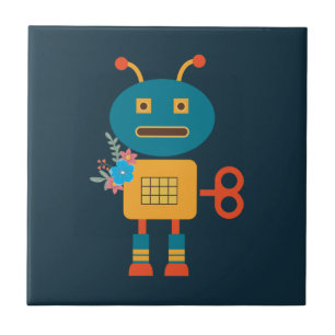 Cute robot - barndesign kakelplatta