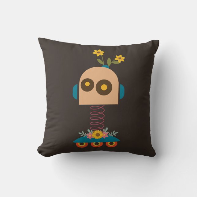 Cute robot - barndesign kudde (Framsida)