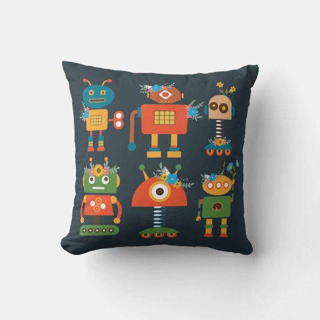 Cute robot - barndesign kudde (Framsida)