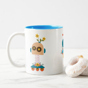 Cute robot - barndesign Två-Tonad mugg