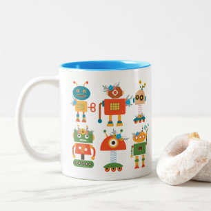 Cute robot - barndesign Två-Tonad mugg