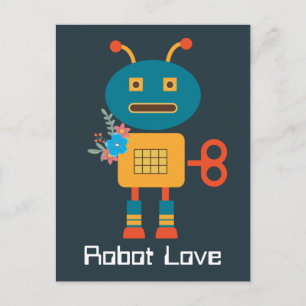 Cute robot - barndesign vykort