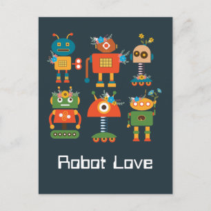 Cute robot - barndesign vykort