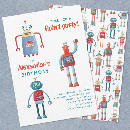 Cute Robot Barns födelsedag Party Call Inbjudningar