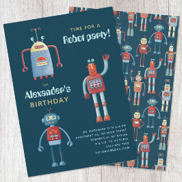 Cute Robot Barns födelsedag Party Call Inbjudningar
