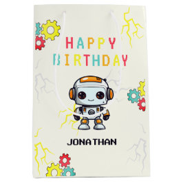 Cute Robot Boy Birthday Gift Bag
