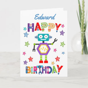 Cute Robot Children's Birthday Kort