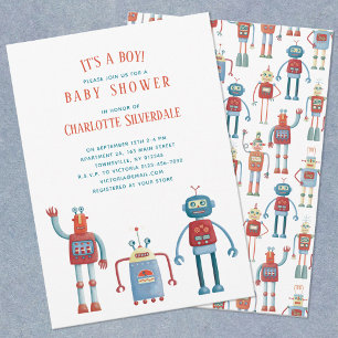 Cute Robot.. Det är en pojkbabyskabinbjudan. Inbjudningar