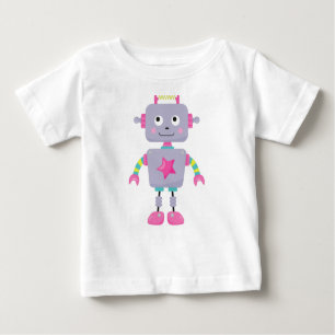 Cute Robot, Funny Robot, Fånig Robot, Lila Robot T Shirt