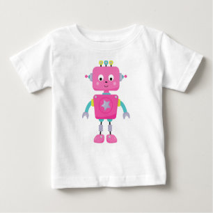 Cute Robot, Funny Robot, Fånig Robot, Rosa Robot T Shirt