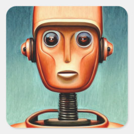 Cute Robot Fyrkantigt Klistermärke