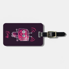 Cute Robot Grunge Rosa Girl Girl Bagagebricka