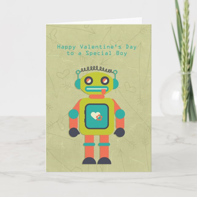 Cute Robot, Happy Valentine's Day, Speciellare poj Helgkort (Framsida)