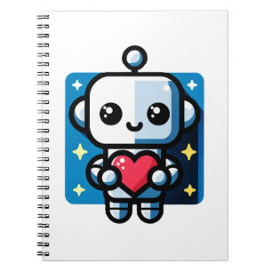 Cute Robot Holding Heart - Adsible Kärlek & Tech Anteckningsbok