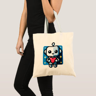 Cute Robot Holding Heart - Adsible Kärlek & Tech Tygkasse