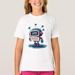 Cute Robot Hug Me Text, Hearts, Vänskap, Roligt T Shirt