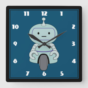 Cute Robot Illustration Fyrkantig Klocka