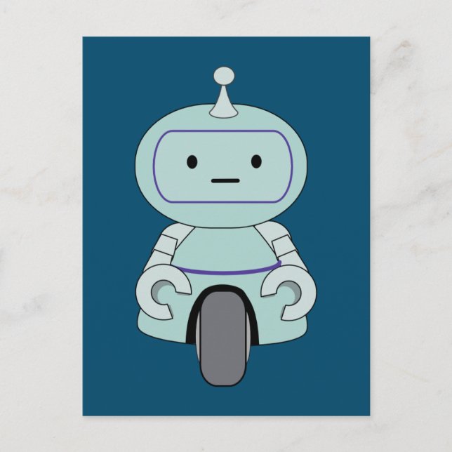 Cute Robot Illustration Vykort (Framsida)