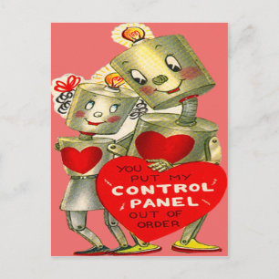 Cute Robot lite Light Heart Valentine Helg Vykort