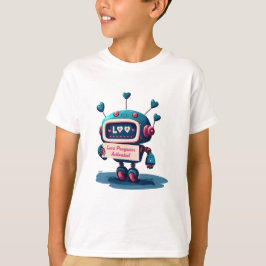 Cute Robot Lycklig Valentines Kärlek Text Tee, Rol T Shirt