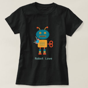 Cute-robot med blommor t shirt