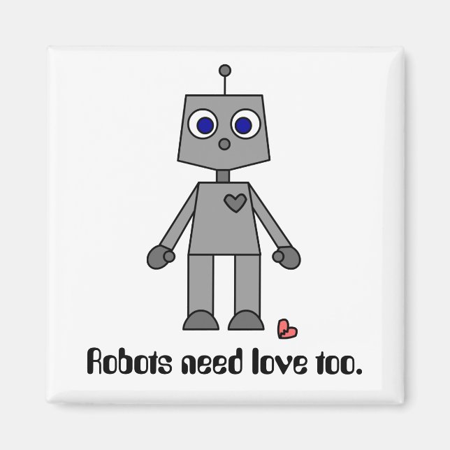 Cute Robot med brutet hjärta Magnet (Framsidan)