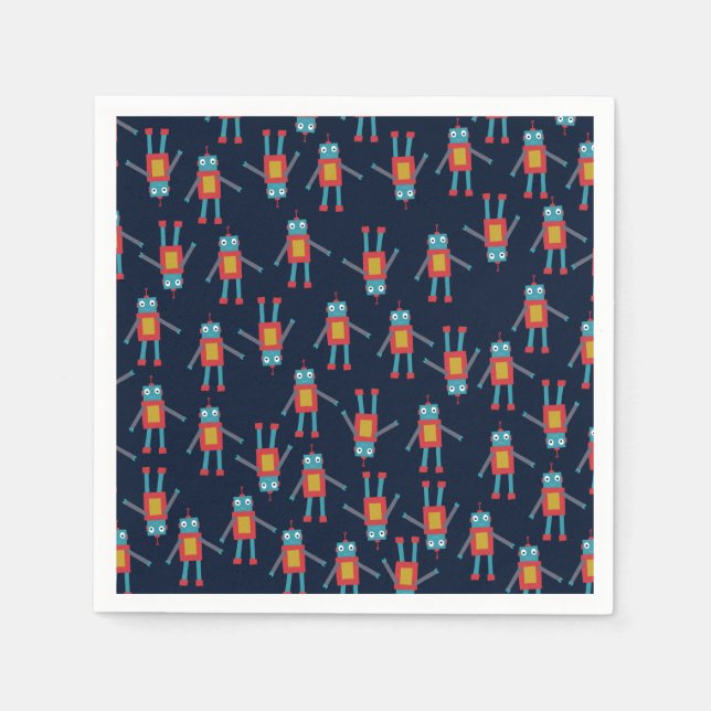 Cute Robot Pappra Napkins Pappersservett (Framsidan)