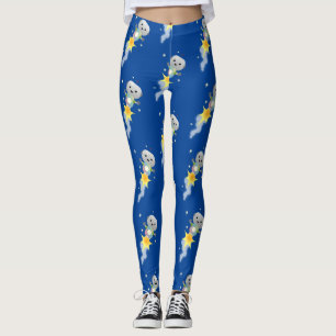 Cute-robot som flyger i illustration av rymdens te leggings