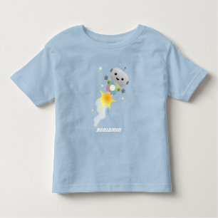 Cute-robot som flyger i illustration av rymdens te t shirt