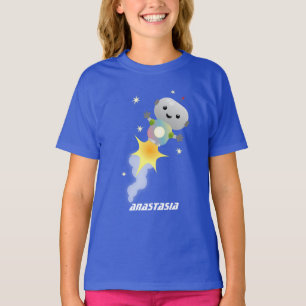 Cute-robot som flyger i illustration av rymdens te t shirt