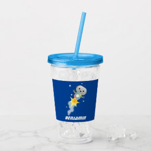 Cute-robot som flyger i illustration av rymdens te take away mugg