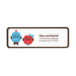 Cute Robot Theme Bröllop Returadress Etikett