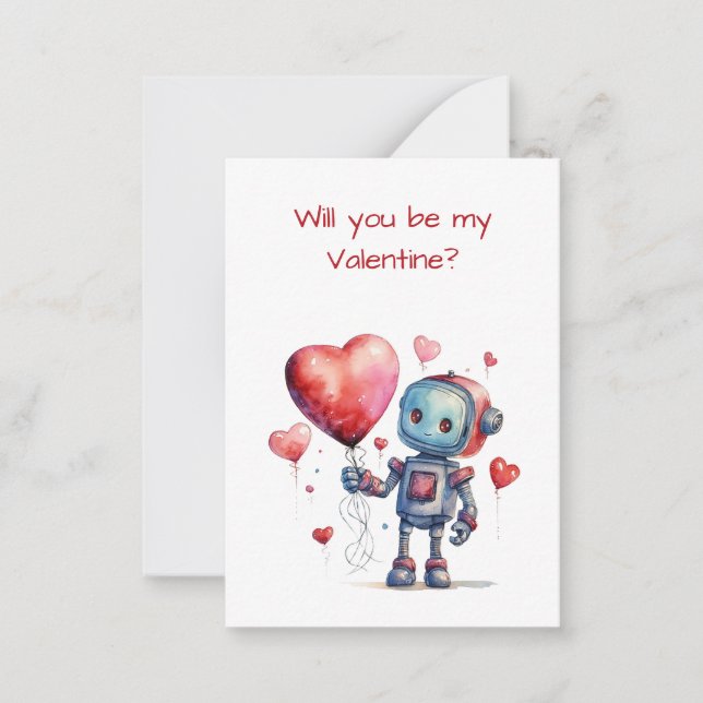 Cute Robot Valentine Class Exchange-platta kort (Framsida)