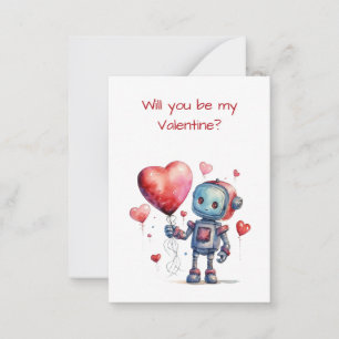 Cute Robot Valentine Class Exchange-platta kort