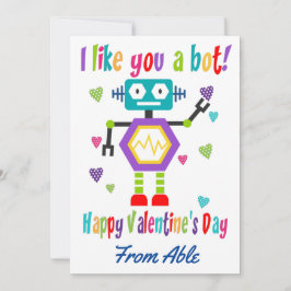 Cute Robot Valentine Day Classroom Julkort