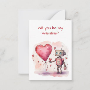 Cute Robot Valentine Day - för barn - platta kort