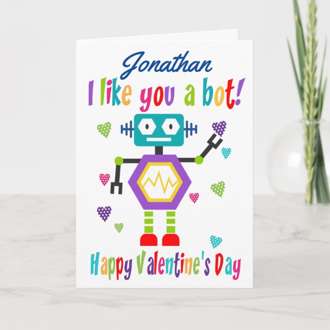 Cute Robot Valentine Day Kort (Framsida)